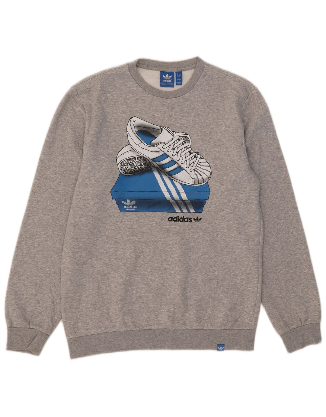 Felpa grafica da uomo Adidas maglione piccolo cotone grigio