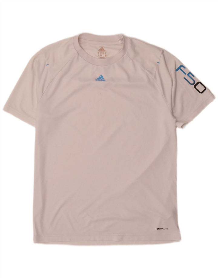 T-shirt grafica Adidas da uomo F50 Top in poliestere bianco medio
