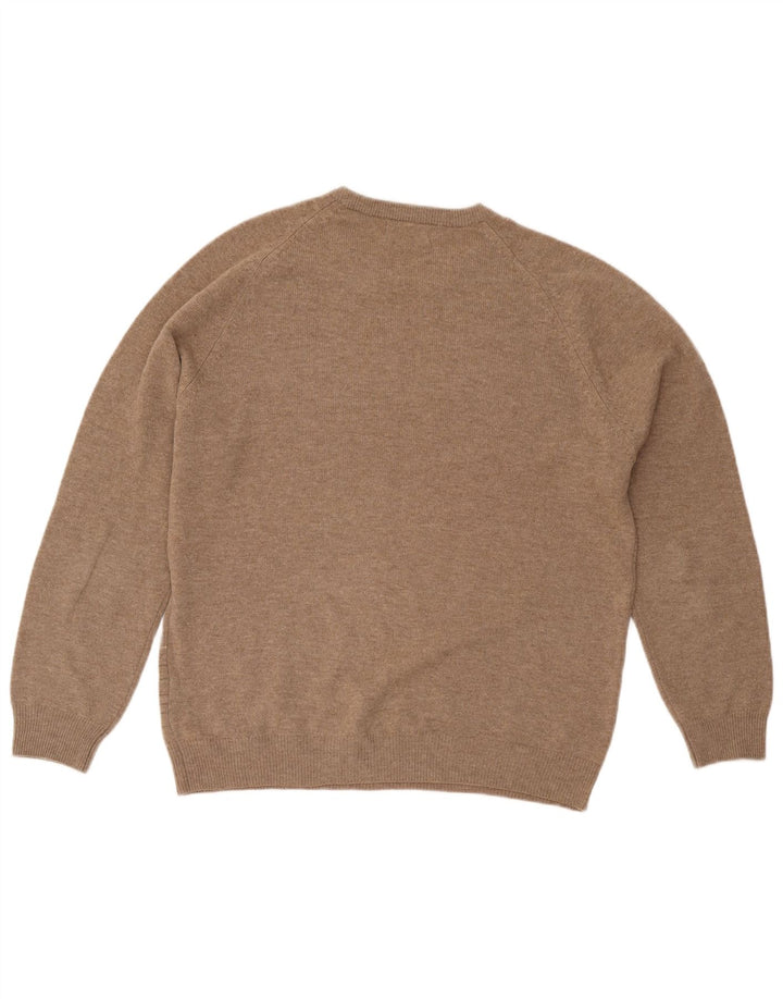 Maglione maglione girocollo da uomo Marks & Spencer in lana d'agnello a quadri beige medio