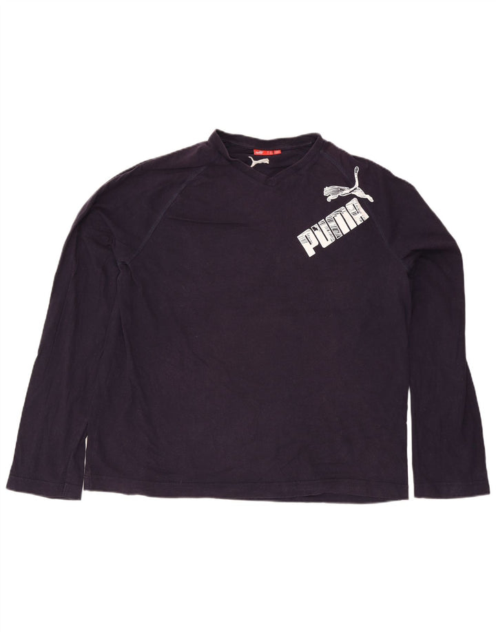 Puma Maglietta grafica da uomo a maniche lunghe 2XL Cotone blu navy