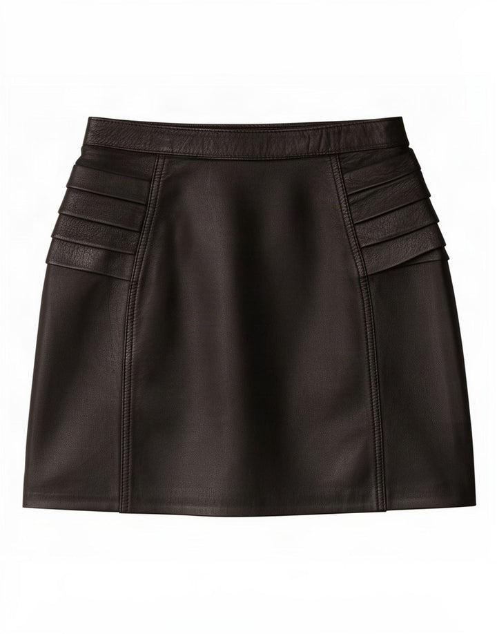 Gonna in pelle vintage da donna IT 42 media W26 nera