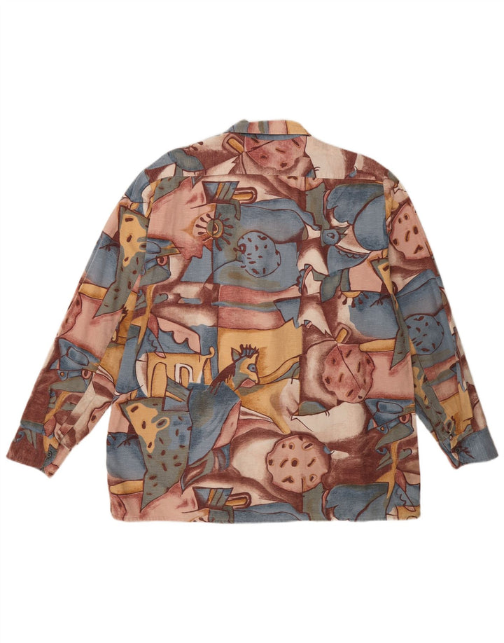 Camicia vintage da uomo con motivo astratto medio multicolore