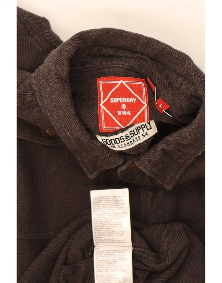 Camicia da uomo in flanella Superdry grande cotone marrone