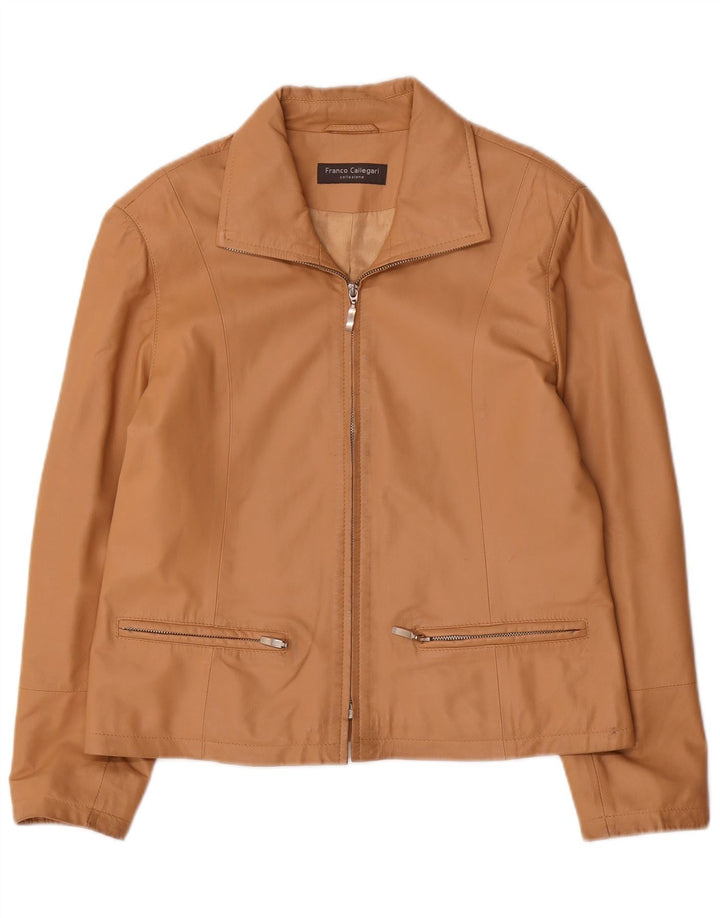 Giacca in pelle bomber da donna Franco Callegari UK 16 grande in pelle beige