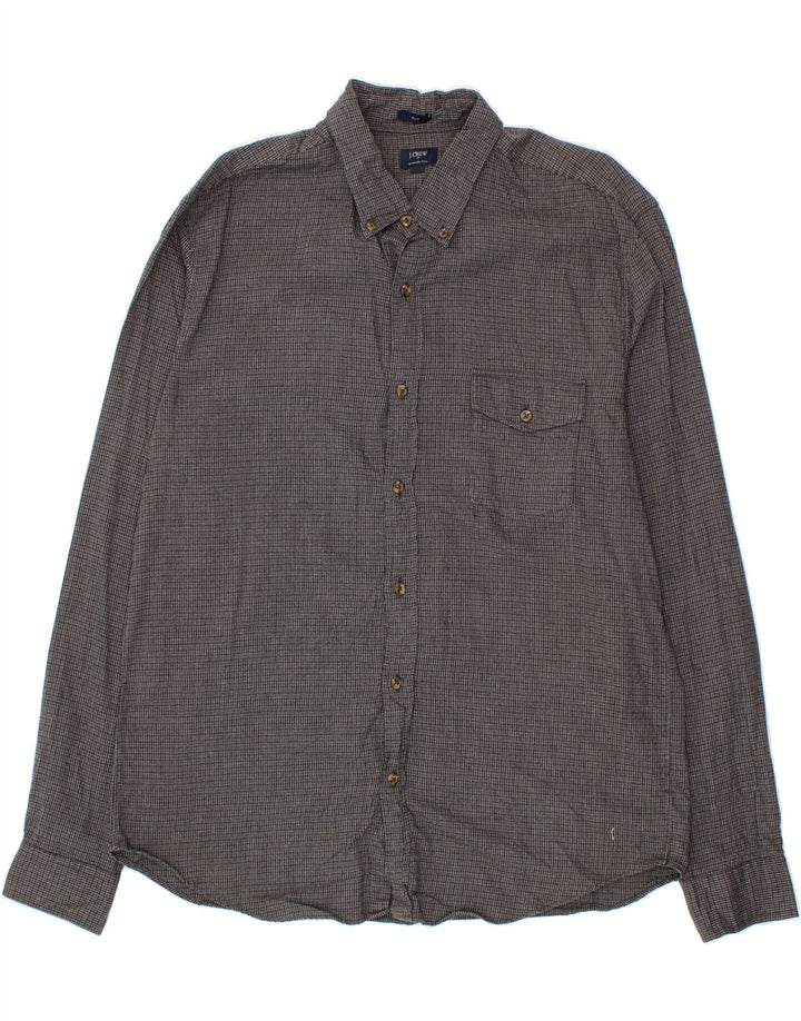 J. CREW Mens Slim Shirt XL Grey Houndstooth Cotton Vintage J. Crew and Second-Hand J. Crew from Messina Hembry 