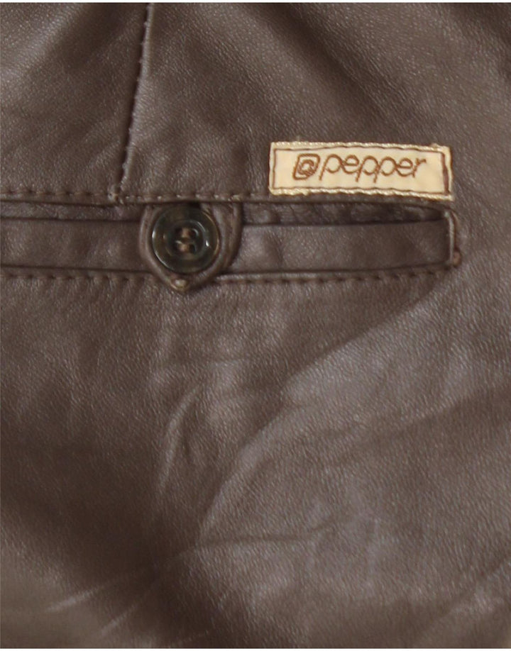 Pantaloni dritti in pelle da donna VINTAGE W25 L29 Marrone