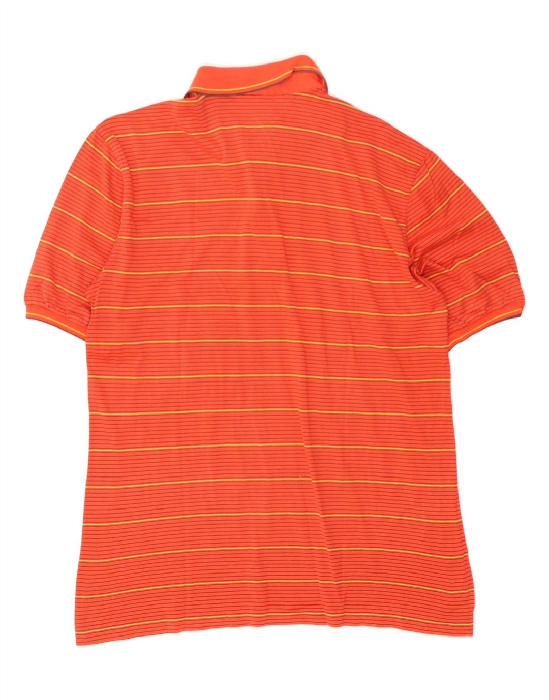 NAVIGARE Mens Polo Shirt Medium Orange Striped Cotton Vintage Navigare and Second-Hand Navigare from Messina Hembry 