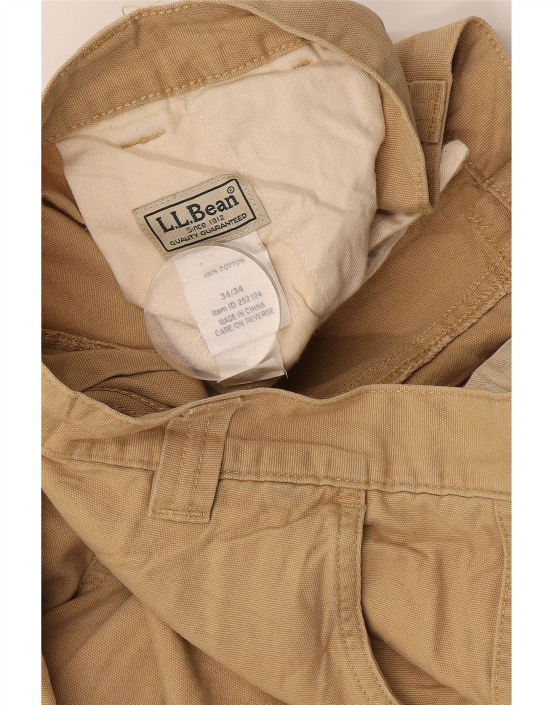 Pantaloni cargo dritti da uomo L.L.Bean W34 L34 Cotone beige
