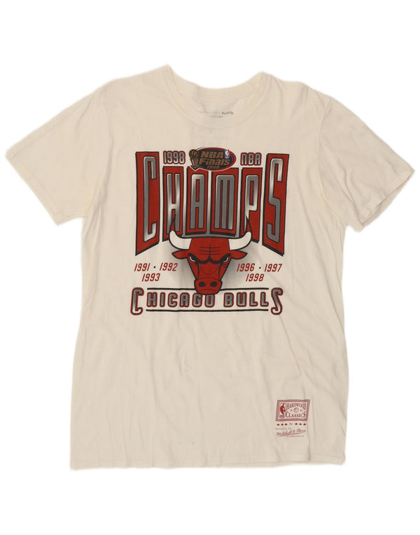 MITCHELL & NESS T-shirt grafica da uomo dei Chicago Bulls, colore medio, bianco sporco