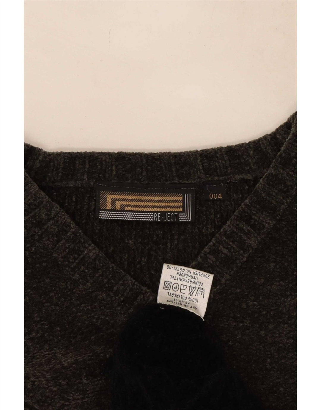 Maglione vintage da uomo in velluto con scollo a V, grande color grigio