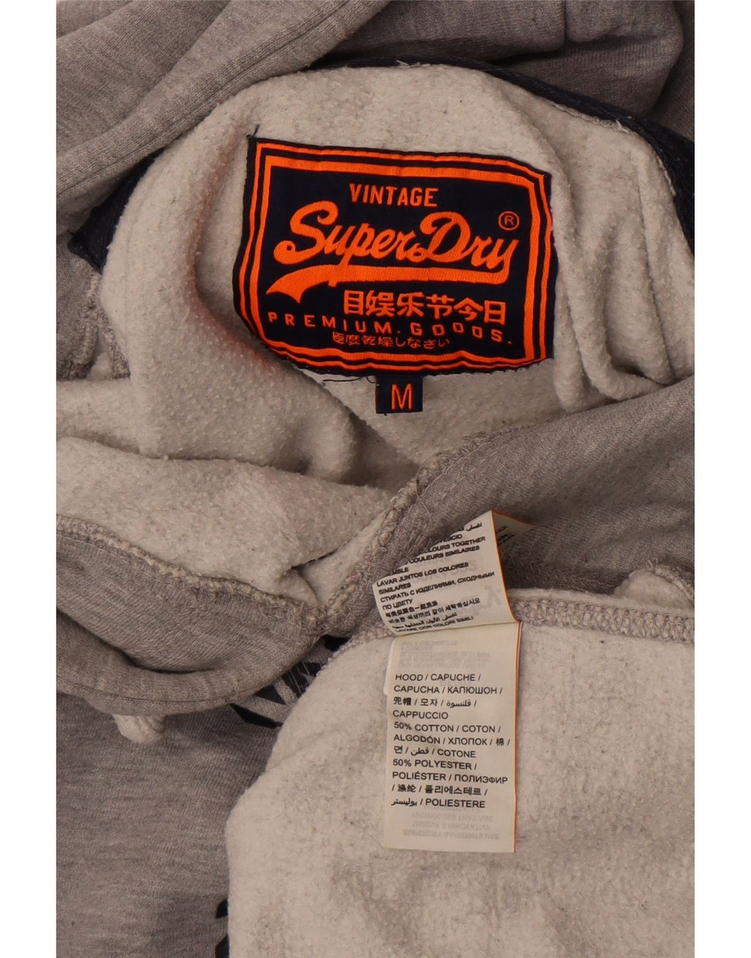 Maglione con cappuccio grafico da uomo Superdry in cotone grigio medio