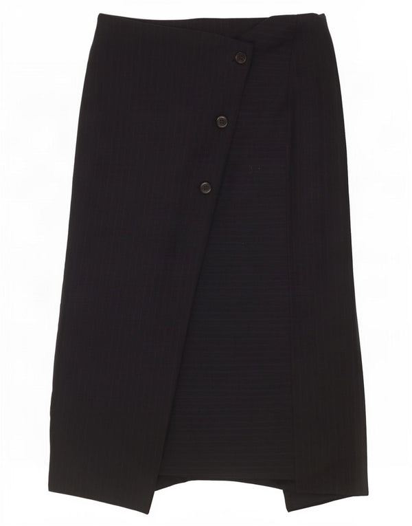 Gonna a portafoglio a vita alta da donna Zara XS W24 blu navy a righe