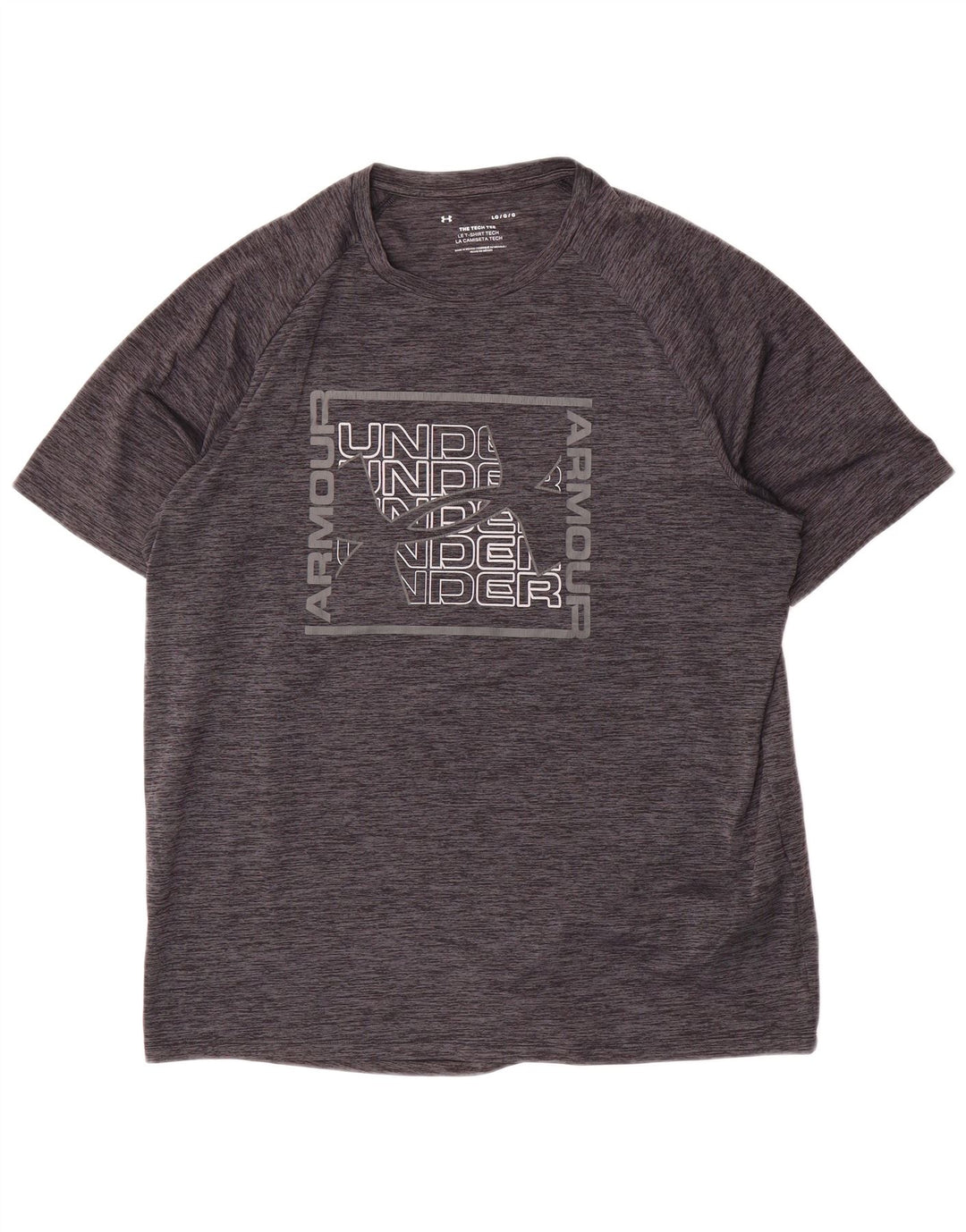 T-shirt grafica da uomo Under Armour Top grande in poliestere chiazzato grigio
