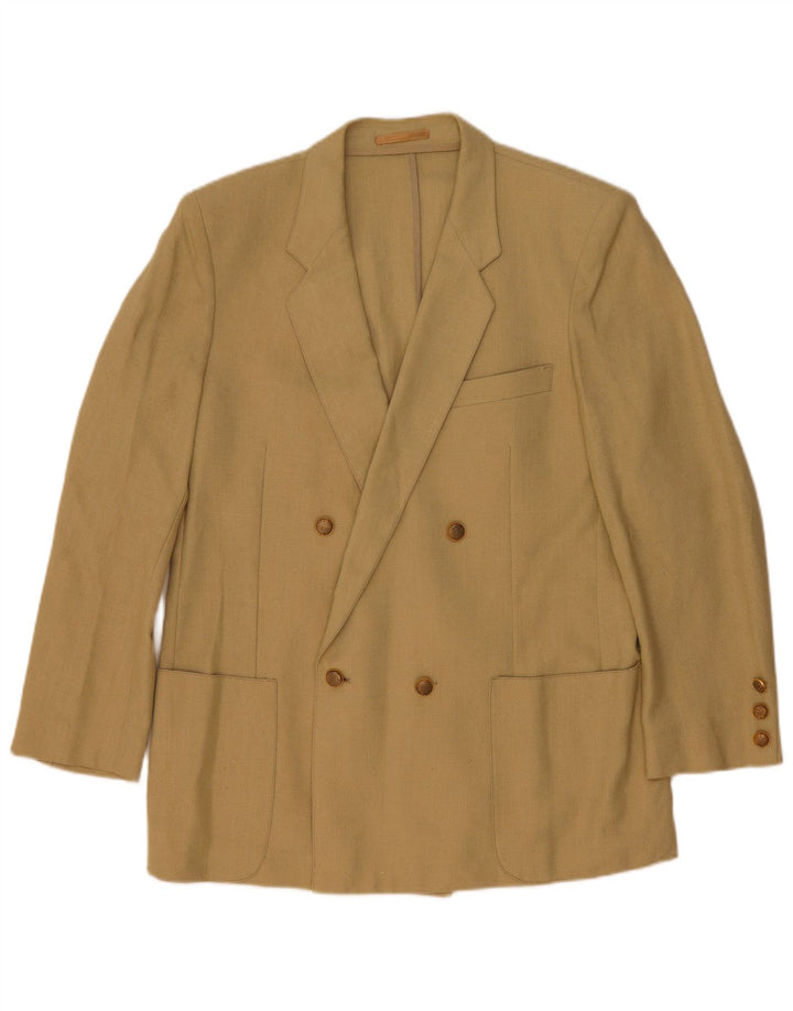 Giacca blazer doppiopetto vintage da uomo UK 44 2XL Beige