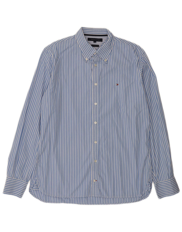 Camicia da uomo Tommy Hilfiger grande cotone gessato blu