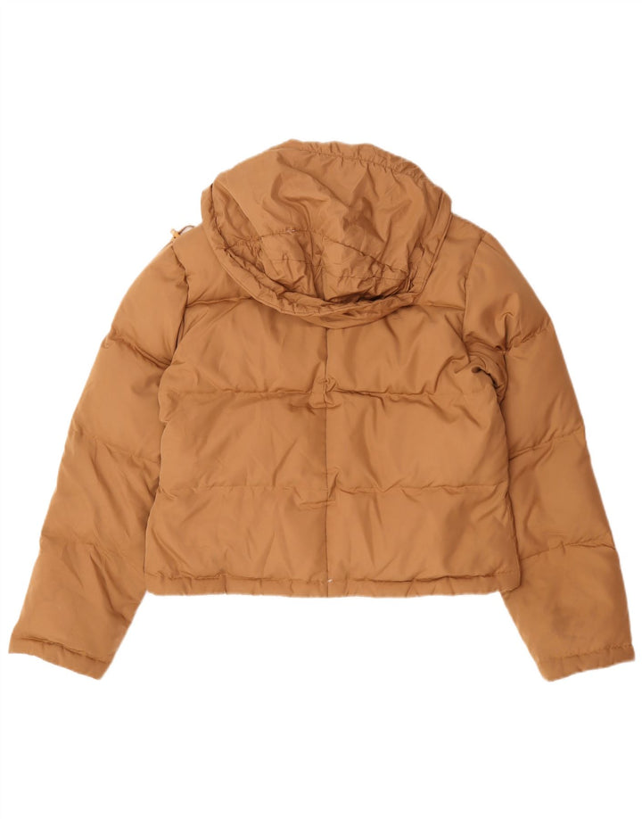 Giacca imbottita con cappuccio corta da donna Phard UK 16 grande poliestere marrone