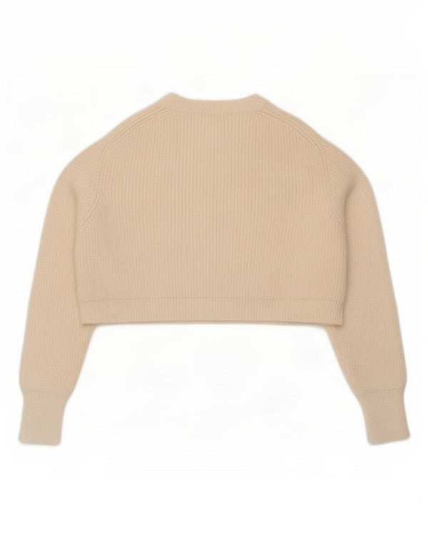 Maglione girocollo corto da donna Zara vestibilità ampia UK 14 medio bianco sporco