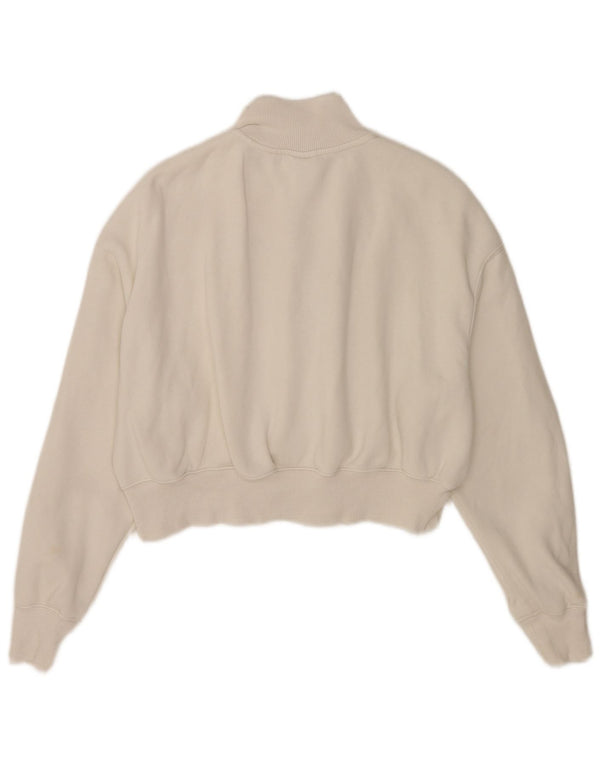 Felpa Nike da donna oversize con collo corto e zip, maglione UK 10, piccola, bianca