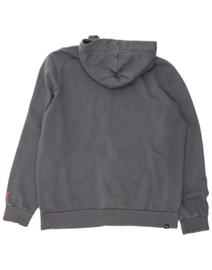 Felpa con cappuccio e zip grafica da uomo Puma grande in cotone grigio