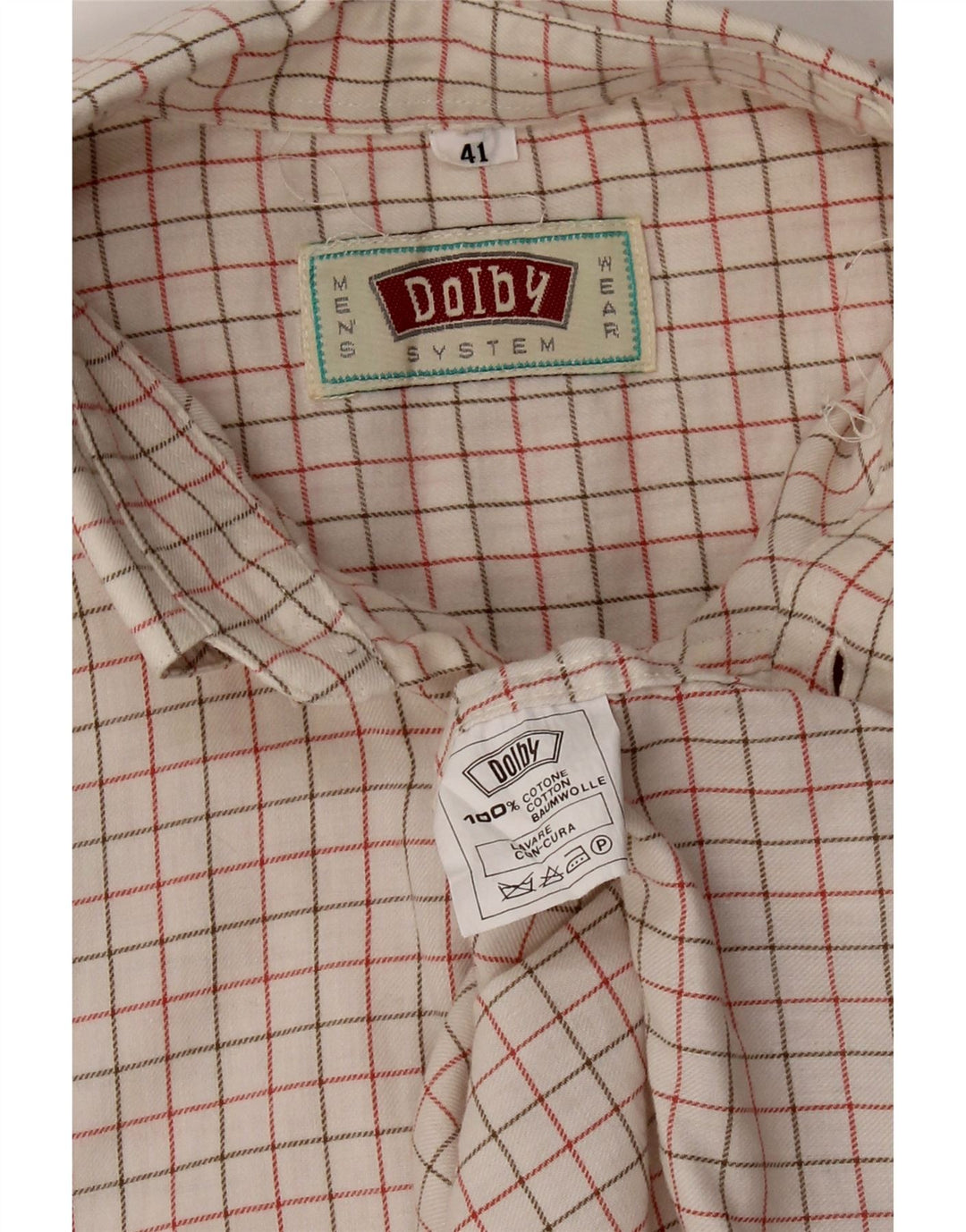 Camicia da uomo VINTAGE taglia 41 grande cotone a quadri bianchi