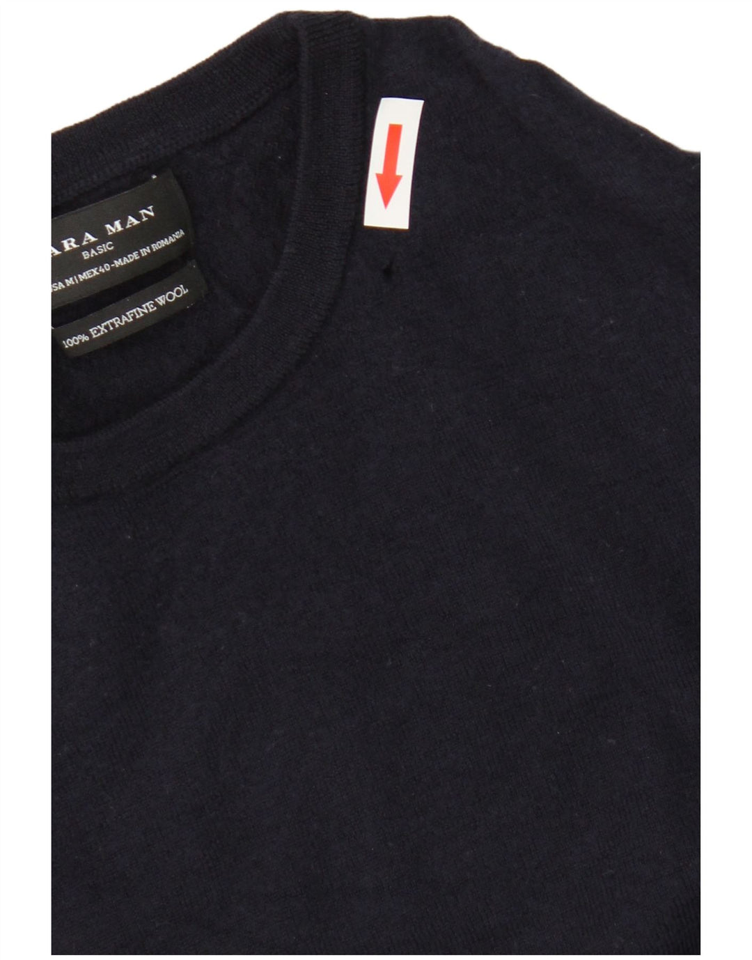 Maglione maglione girocollo da uomo Zara in lana blu navy medio