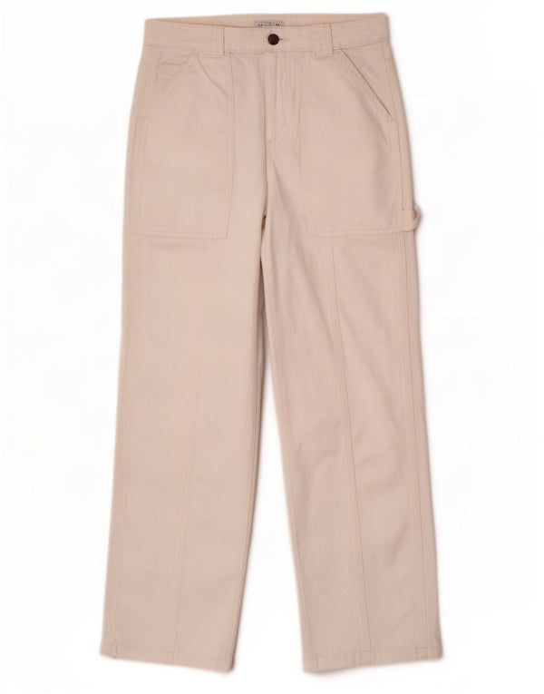 Topshop Womens High Waist Straight Cargo Trousers UK 6 XS W26 L30 White
