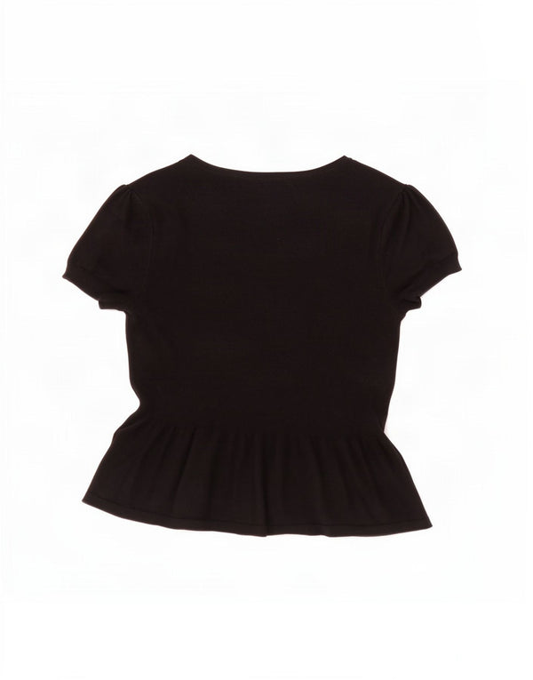 Camicetta camicia a maniche corte da donna Marks & Spencer UK 16 grande viscosa nera