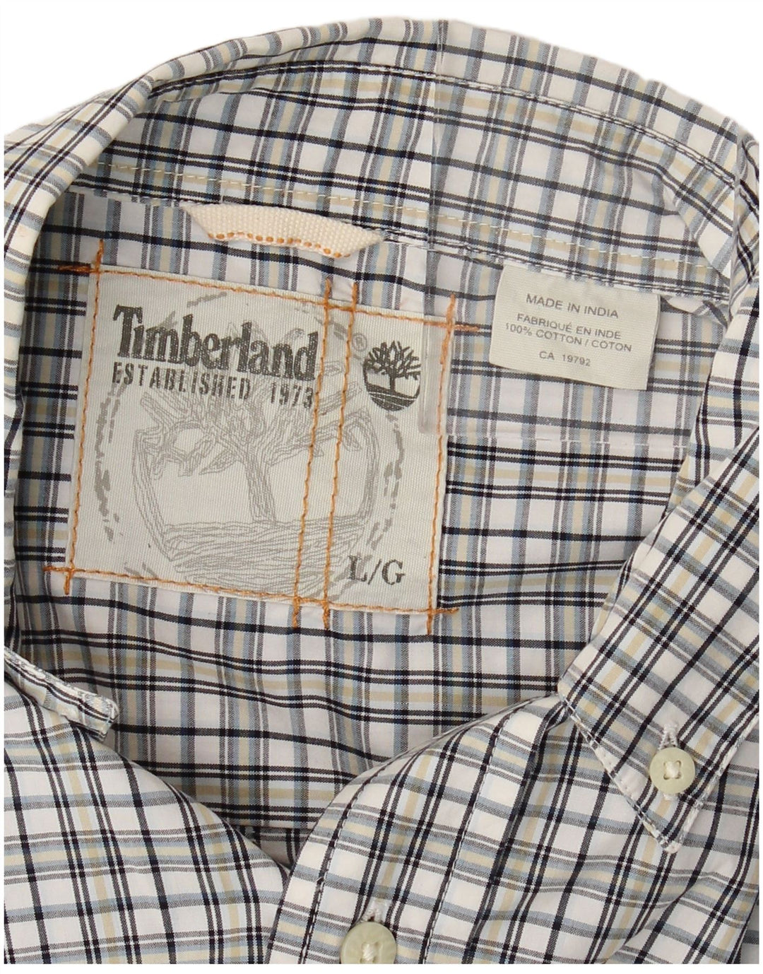 Camicia da uomo Timberland in cotone a quadri bianchi grandi