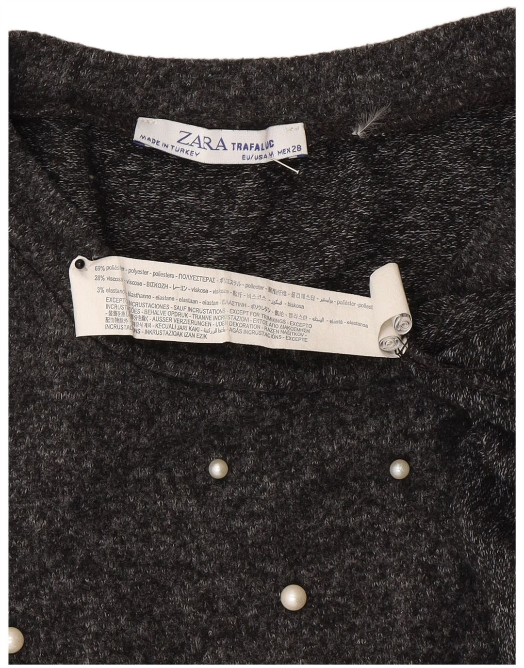 Top Zara da donna oversize con maniche a 3/4 UK 14 Poliestere grigio medio
