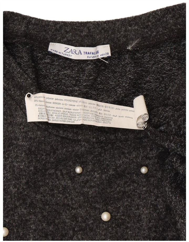 Top Zara da donna oversize con maniche a 3/4 UK 14 Poliestere grigio medio