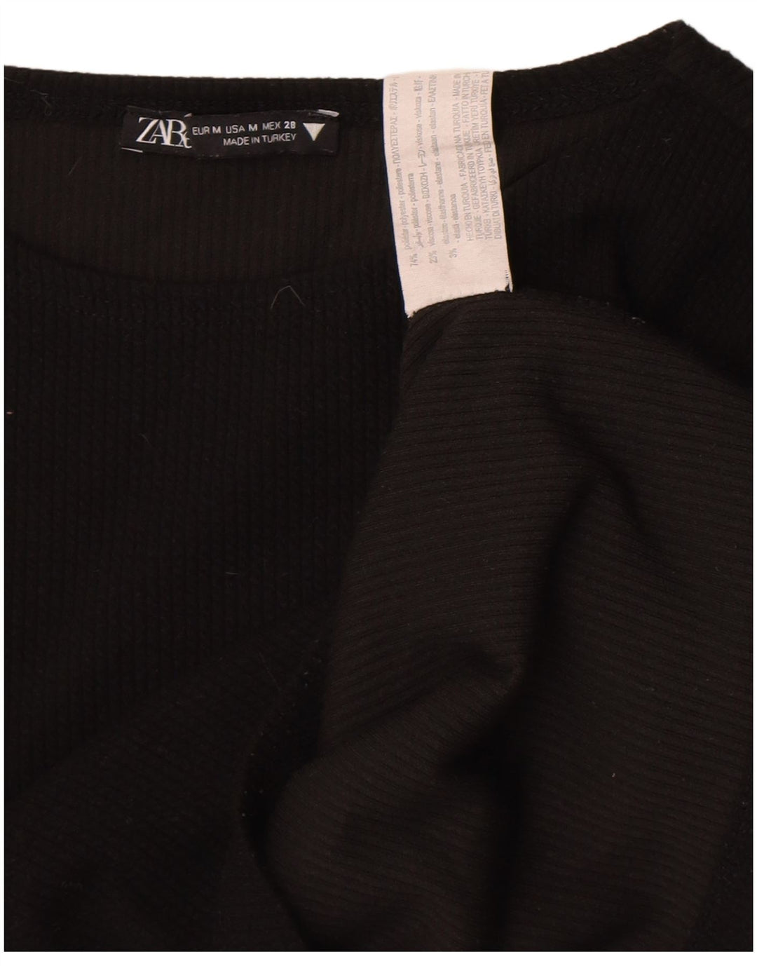 Top corto da donna Zara a maniche lunghe UK 12 poliestere nero medio