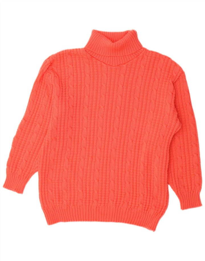 Maglione maglione vintage da donna con collo alto UK 16 grande rosso