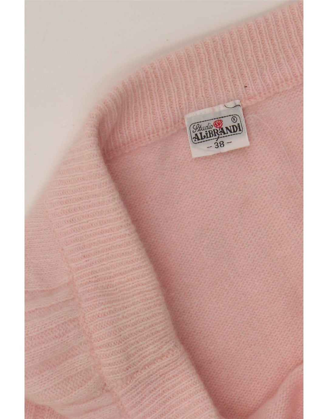 Gonna longuette in maglia da donna vintage EU 38 media W34 lana d'agnello rosa