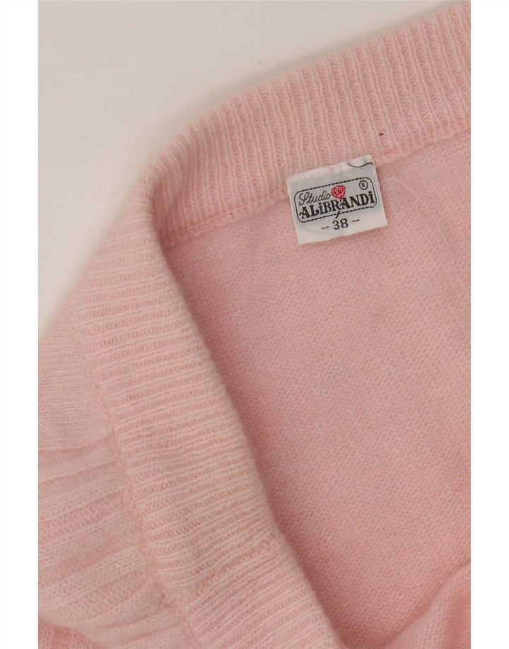 Gonna longuette in maglia da donna vintage EU 38 media W34 lana d'agnello rosa