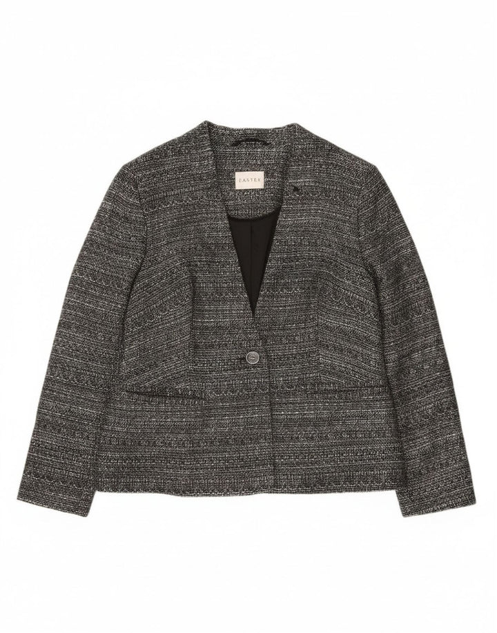 Giacca blazer da donna a 1 bottone Eastex UK 12 Poliestere screziato grigio medio