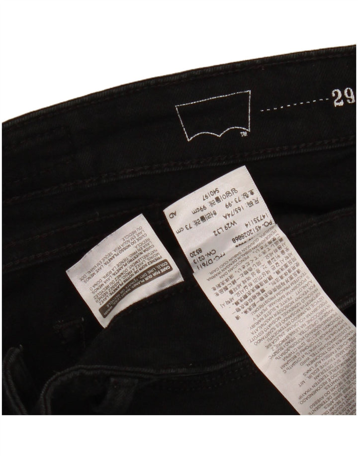 LEVI'S Jeans skinny da donna a vita moderna con curva leggera W29 L32 cotone nero