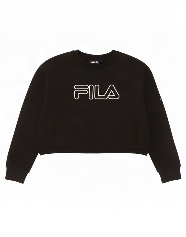 Felpa oversize con grafica corta da donna Fila UK 10 piccola nera