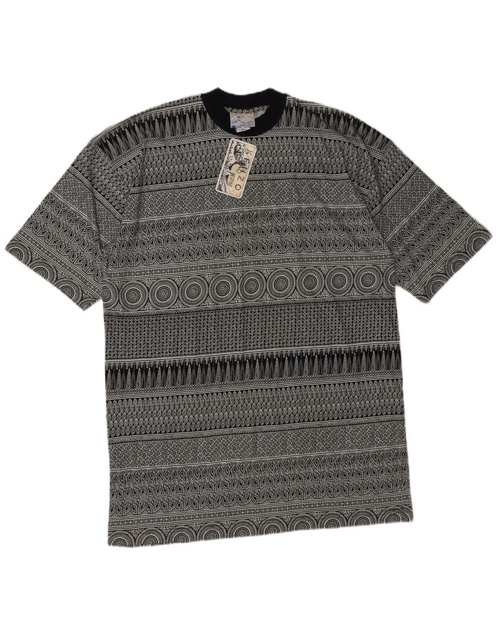T-shirt da uomo con motivo astratto Kenzo Top 2XL Designer di cotone geometrico grigio