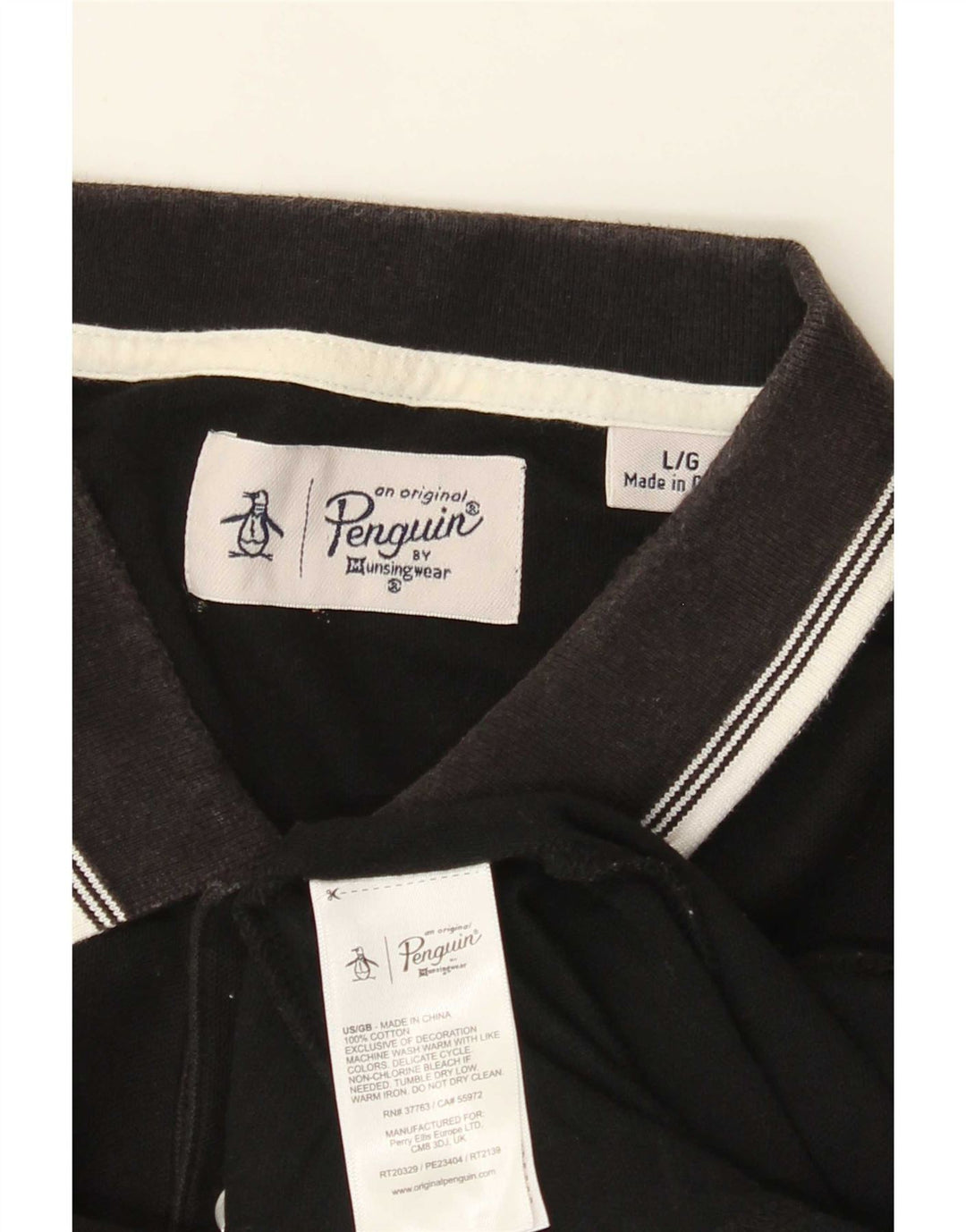 Polo da uomo Penguin grande in cotone nero
