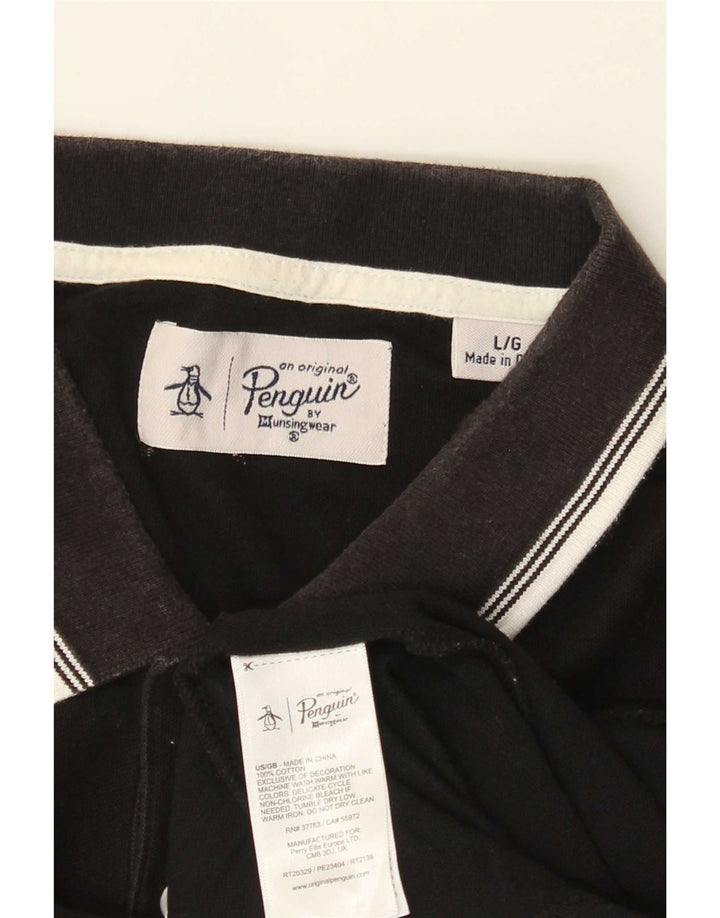 Polo da uomo Penguin grande in cotone nero