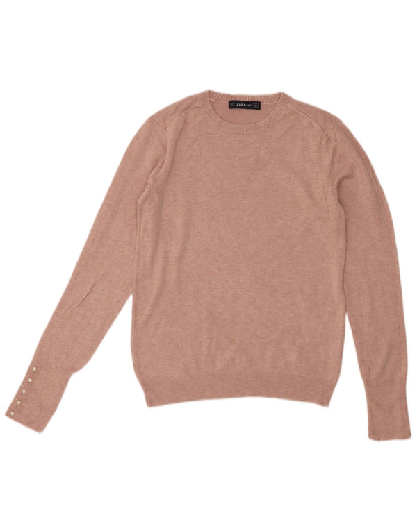 Maglione maglione girocollo da donna Zara UK 12 Viscosa rosa medio
