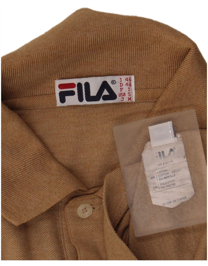 Polo da uomo a maniche lunghe Fila IT 46 Small in cotone beige
