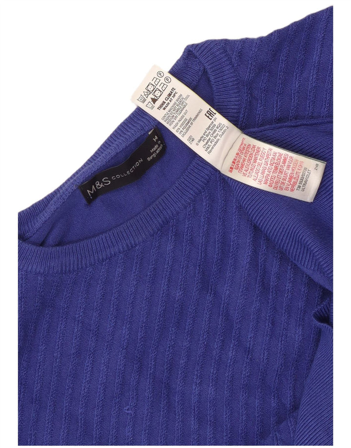 Maglione maglione girocollo corto da donna Marks & Spencer UK 14 Blu medio
