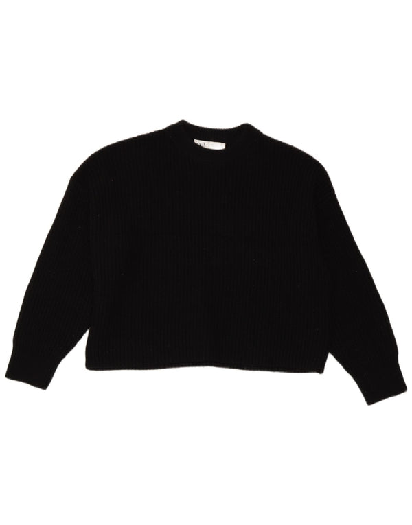 Maglione corto girocollo oversize da donna Zara UK 10 piccolo nero