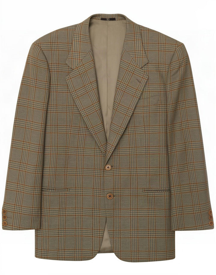 Valentino Giacca blazer da uomo a 2 bottoni IT 48 Lana a quadri verde medio