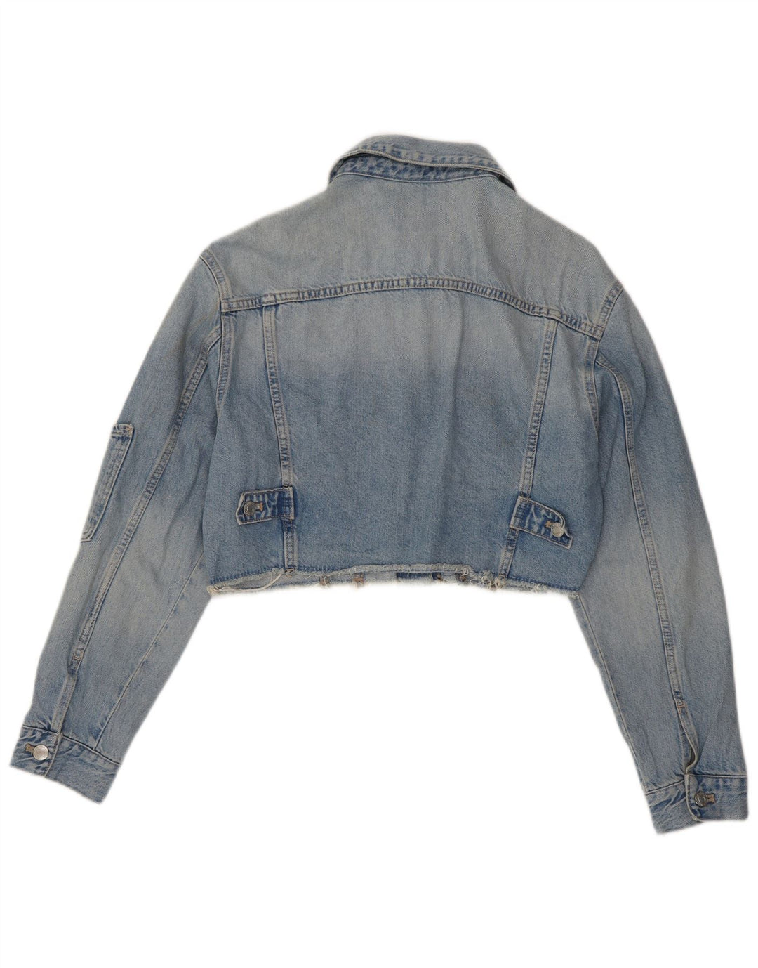 Giacca in denim oversize corta da donna ZARA UK 10 piccola in cotone blu
