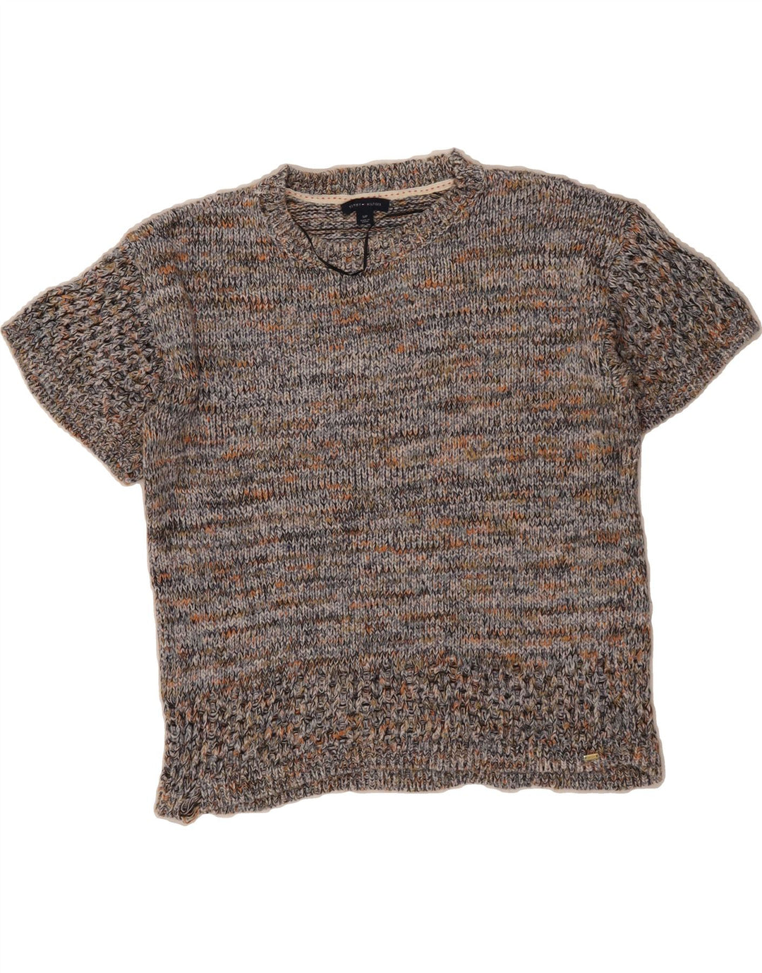 TOMMY HILFIGER Womens Oversized Crew Neck Jumper Sweater UK 10 Small Grey Vintage Tommy Hilfiger and Second-Hand Tommy Hilfiger from Messina Hembry 