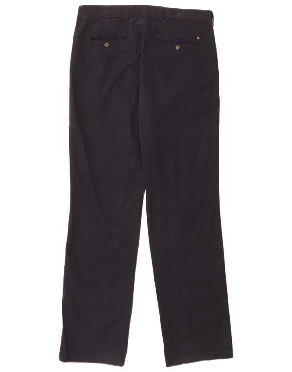 Pantaloni chino dritti da uomo Tommy Hilfiger W34 L34 cotone blu navy