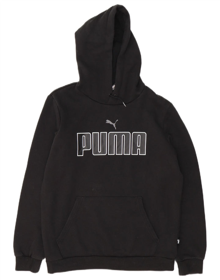Felpa con cappuccio grafica da uomo Puma piccola in cotone nero