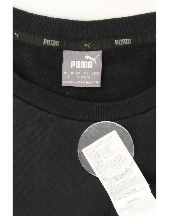 Felpa grafica da uomo Puma Maglione grande in cotone nero